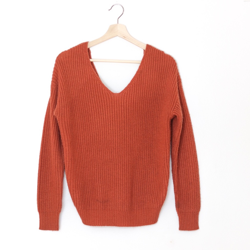 Love Tree Rust Knot Back Sweater